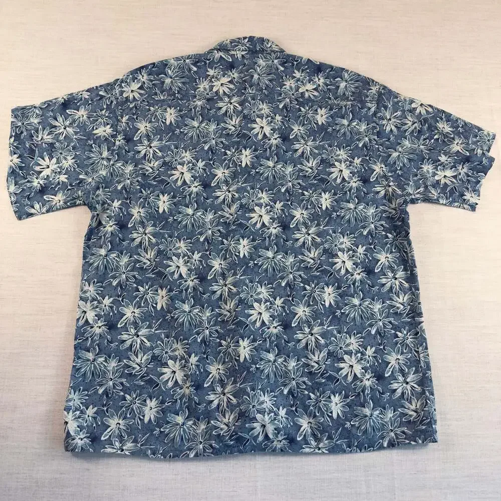 100% Cotton Campia Moda Floral Short Sleeve Button Down Shirt Size XL
